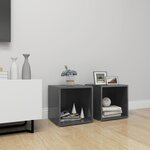 vidaXL Meubles TV 2 Pièces Gris brillant 37x35x37 cm Aggloméré
