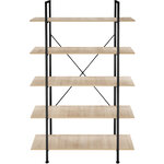 Tectake Etagère bibliothèque GLASGOW style industriel 106 x 34,5 x 179,5 cm - bois clair industriel