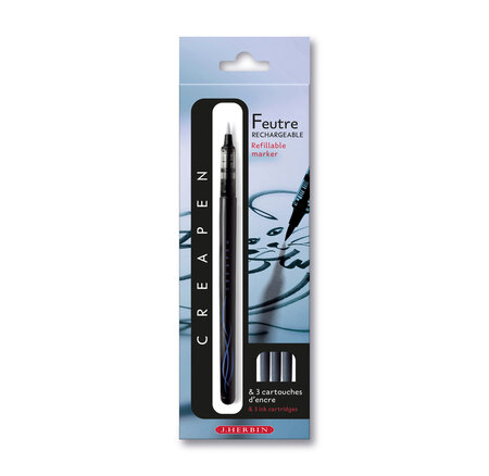 Feutre rechargeable CREAPEN - spécial dessin et écriture Noir HERBIN