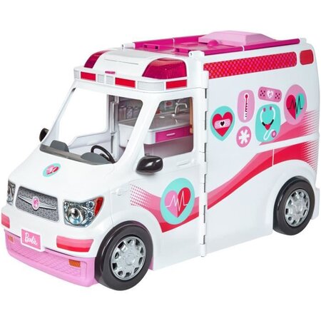 Barbie véhicule médical transformable en hôpital avec accessoires  sons et lumieres