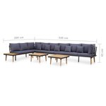 vidaXL Salon de jardin à 8 places avec coussins Bois d'acacia solide