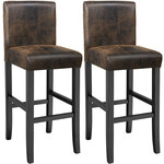 Tectake lot de 2 chaises de bar - marron foncé