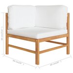 vidaXL Salon de jardin 8 Pièces avec coussins crème Bois de teck solide