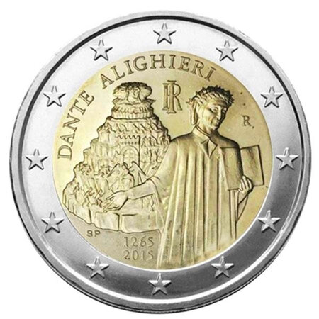 Monnaie 2 euros commémorative italie 2015 - dante alighieri