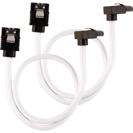 CORSAIR Câble gainé Premium SATA 6Gbps Blanc 30cm 90° - (CC-8900279)