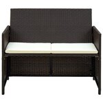 vidaXL Salon de jardin 4 Pièces avec coussins Résine tressée Marron