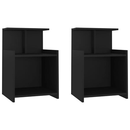 vidaXL Tables de chevet 2 Pièces Noir 40x35x60 cm Aggloméré