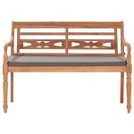 vidaXL Banc Batavia avec coussin gris foncé 120 cm Bois de teck massif
