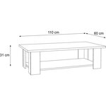 PILVI Table basse rectangulaire - Blanc mat - L 110 x P 60 x H 31 cm