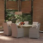 vidaXL Ensemble à dîner de jardin 7 Pièces Résine tressée Marron