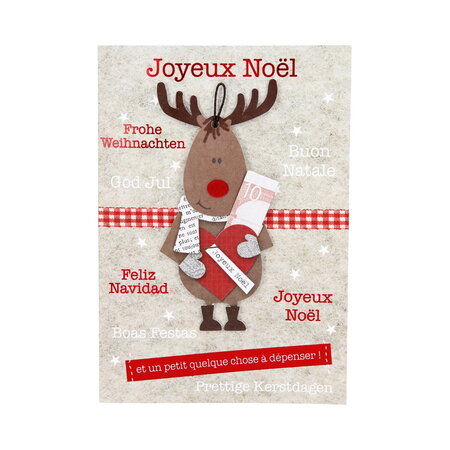Carte de voeux - a étrennes - joyeux noël cerf un petit quelque chose a dépenser