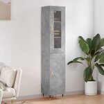 vidaXL Buffet haut Gris béton 34 5x34x180 cm Bois d'ingénierie