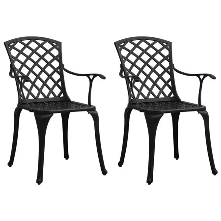 vidaXL Chaises de jardin 2 Pièces Aluminium coulé Noir