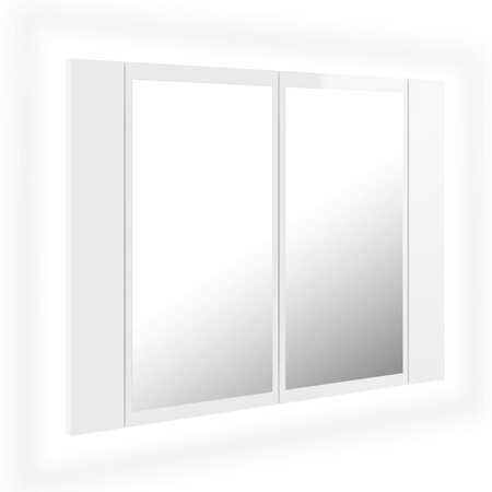 vidaXL Armoire à miroir de bain à LED Blanc brillant Acrylique