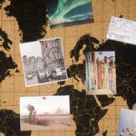 milimetrado Carte du monde liège et cadre bois Noir et marron 70x50 cm