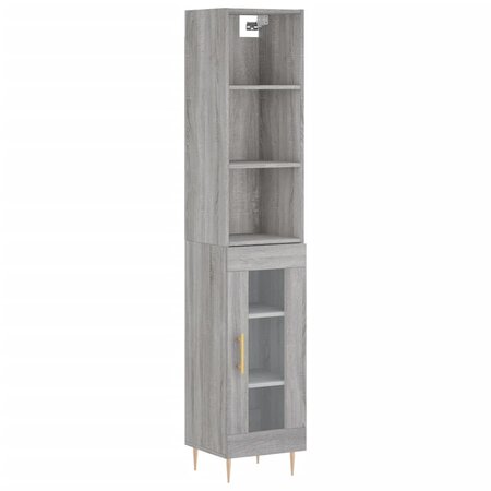 vidaXL Buffet haut Sonoma gris 34 5x34x180 cm Bois d'ingénierie