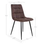 Chaise de salle à manger en microfibre marron foncé avec pieds noirs