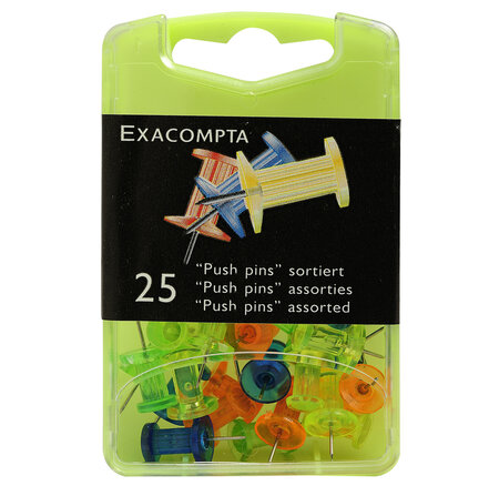 Boîte De 25 Épingles Push Pins - Hauteur De Pointe 7mm - 10mm De Diamètre - Exacompta