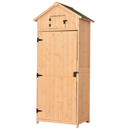 Armoire abri de jardin remise pour outils 3 étagères 2 porte loquets toit pente bitumé 77L x 54l x 179H cm bois de sapin traité