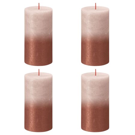 Bolsius Bougies pilier rustiques 4 Pièces 130x68 mm Rose brumeux et ambre