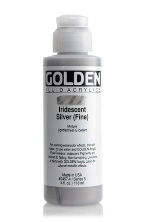 Peinture Acrylic FLUIDS Golden V 119ml Iridescent Argenté fin