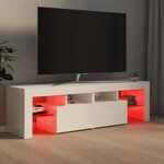 vidaXL Meuble TV avec lumières LED Blanc brillant 140x36 5x40 cm