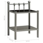 vidaXL Tables de chevet 2 Pièces Gris et noir Métal et verre