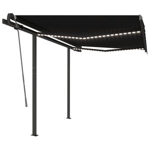 vidaXL Auvent automatique avec capteur de vent LED 3 5x2 5m Anthracite