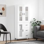 vidaXL Buffet haut Blanc brillant 69 5x34x180 cm Bois d'ingénierie
