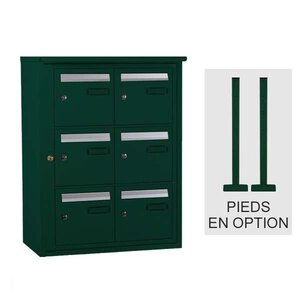 Bloc boîte aux lettres collective extérieur - B6 sur pieds - Languedoc standard - Decayeux - Vert mousse
