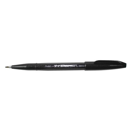 Stylo feutre sign pen ses15 pte pinceau flexible noir x 10 pentel