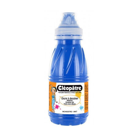Flacon encre à dessiner cléopâtre 250 ml bleu primaire