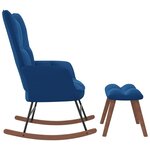 vidaXL Chaise à bascule avec repose-pied Bleu Velours