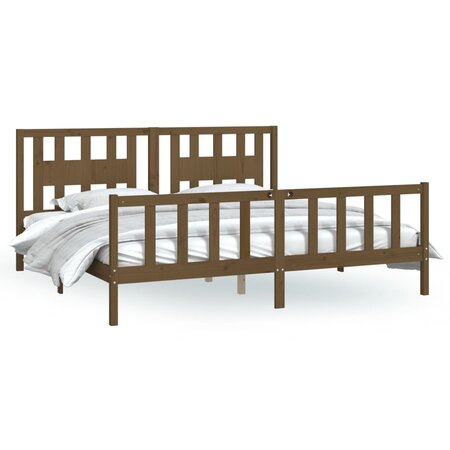 vidaXL Cadre de lit et tête de lit marron miel pin massif 180x200 cm