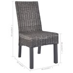 vidaXL Chaises à manger lot de 2 marron rotin kubu et bois de manguier