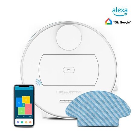 Rowenta rr7687wh x-plorer serie 75 aspirateur robot total care 4en1  aspire et lave les sols durs  animaux  kit allergies  wifi