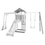 AXI Structure de jeu Beach Tower Blanc Gris avec cadre d'escalade 1 balancoire et toboggan Blanc