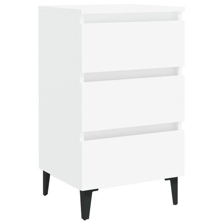 vidaXL Table de chevet avec pieds en métal Blanc 40x35x69 cm