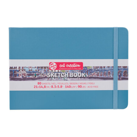 Carnet croquis - 21 x 14 8cm - 80 feuilles - 140g - bleu lac - royal talens
