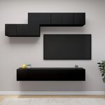vidaXL Ensemble de meuble TV 7 Pièces Noir Aggloméré