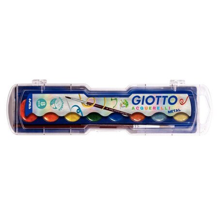Boîte de 8 pastilles de gouache GIOTTO couleurs métalliques + 1 pinceau