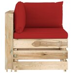 vidaXL Canapé de jardin 2 places avec coussins Bois imprégné de vert