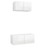 vidaXL Ensemble de meuble TV 2 Pièces Blanc brillant Aggloméré