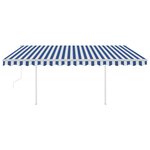 vidaXL Auvent rétractable automatique avec poteaux 4x3 m Bleu et blanc