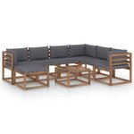 vidaXL Salon de jardin 8 Pièces avec coussins Anthracite