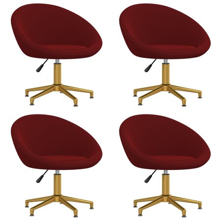 vidaXL Chaises à manger lot de 4 Rouge bordeaux Velours