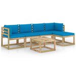 vidaXL Salon de jardin 6 Pièces avec coussins bois de pin imprégné