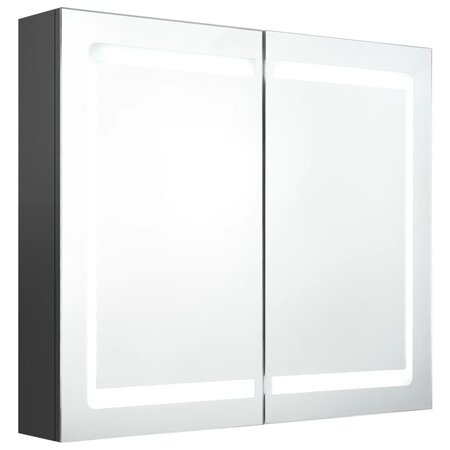 vidaXL Armoire de salle de bain à miroir LED gris 80x12x68 cm