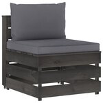 vidaXL Salon de jardin 4 Pièces avec coussins Bois imprégné de gris