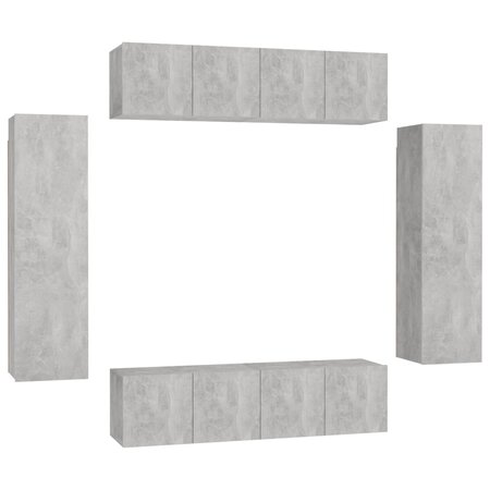 vidaXL Ensemble de meubles TV 6 Pièces Gris béton Aggloméré